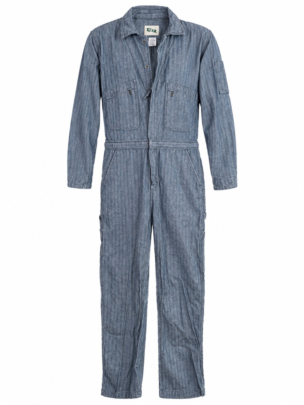 KEY Cotton Herringbone Work Coveralls Mens M Tall Blue Boilersuit Jumpsuit